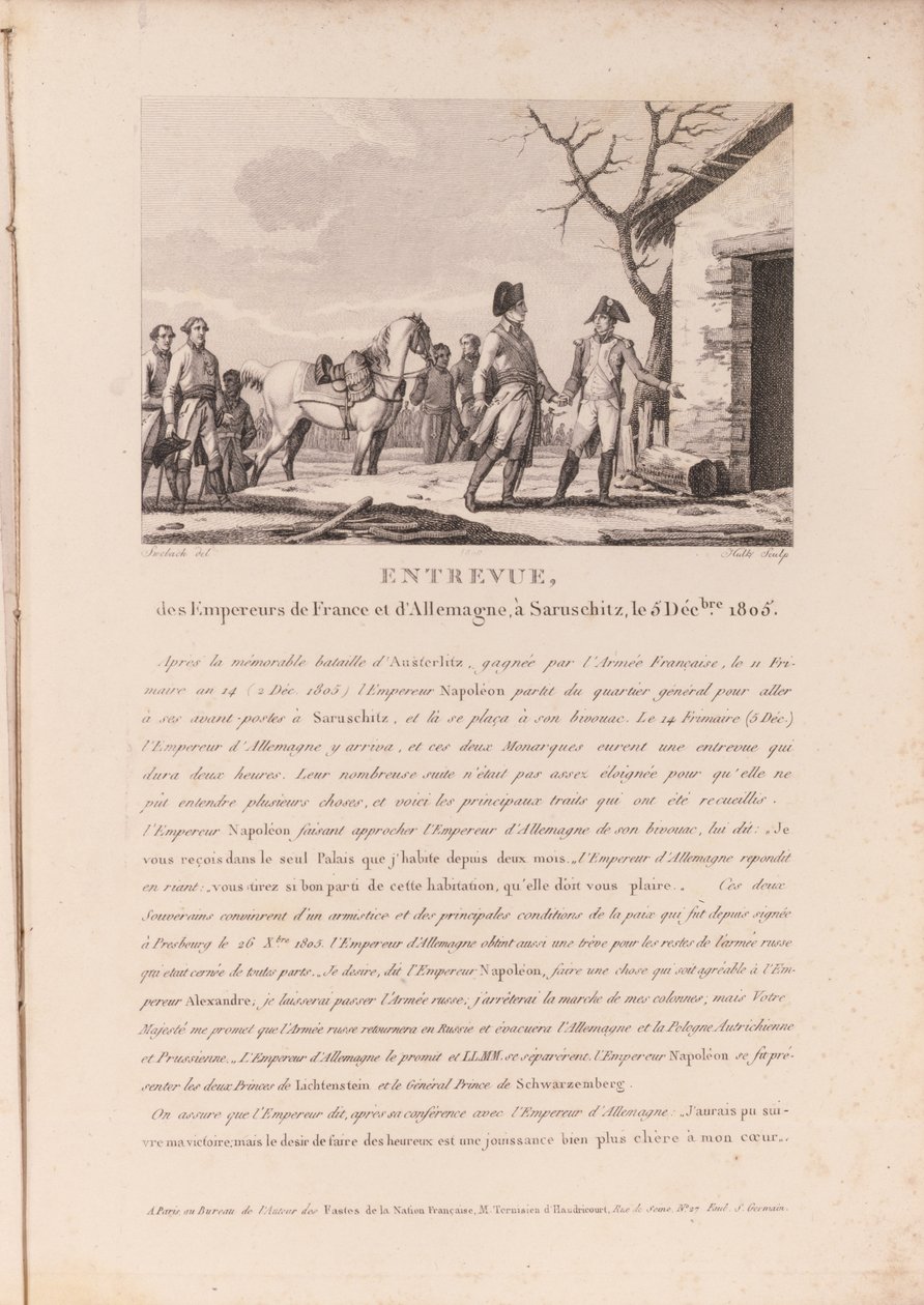La reunión de los comandantes de las fuerzas francesas y alemanas en Schitz, 5 de diciembre de 1805 de French School