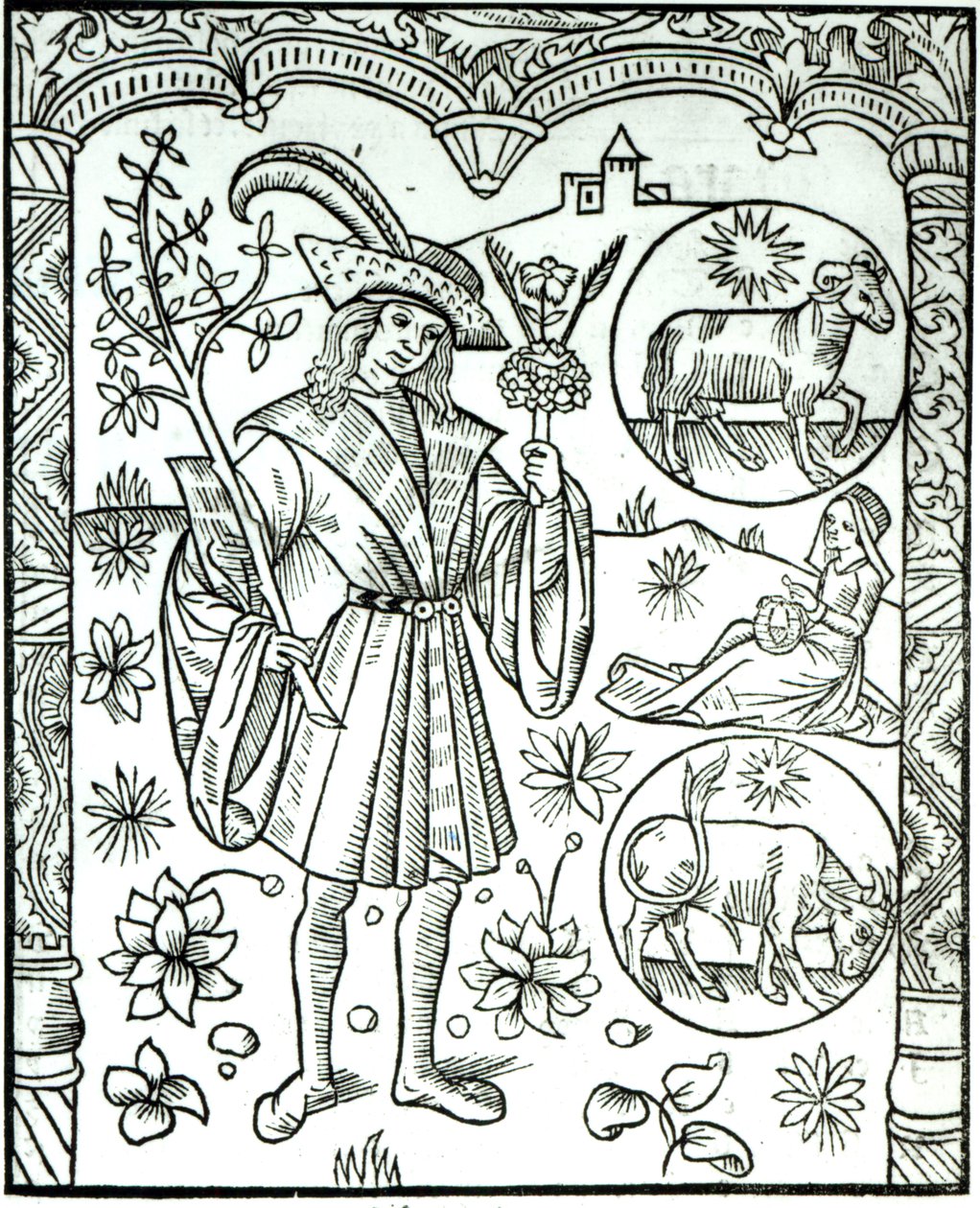 El mes de abril con sus signos astrológicos asociados de Aries y Tauro de French School