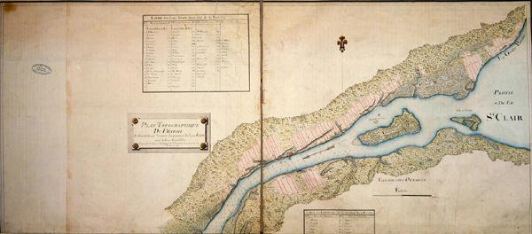 Mapa topográfico de Detroit, 1796 de French School