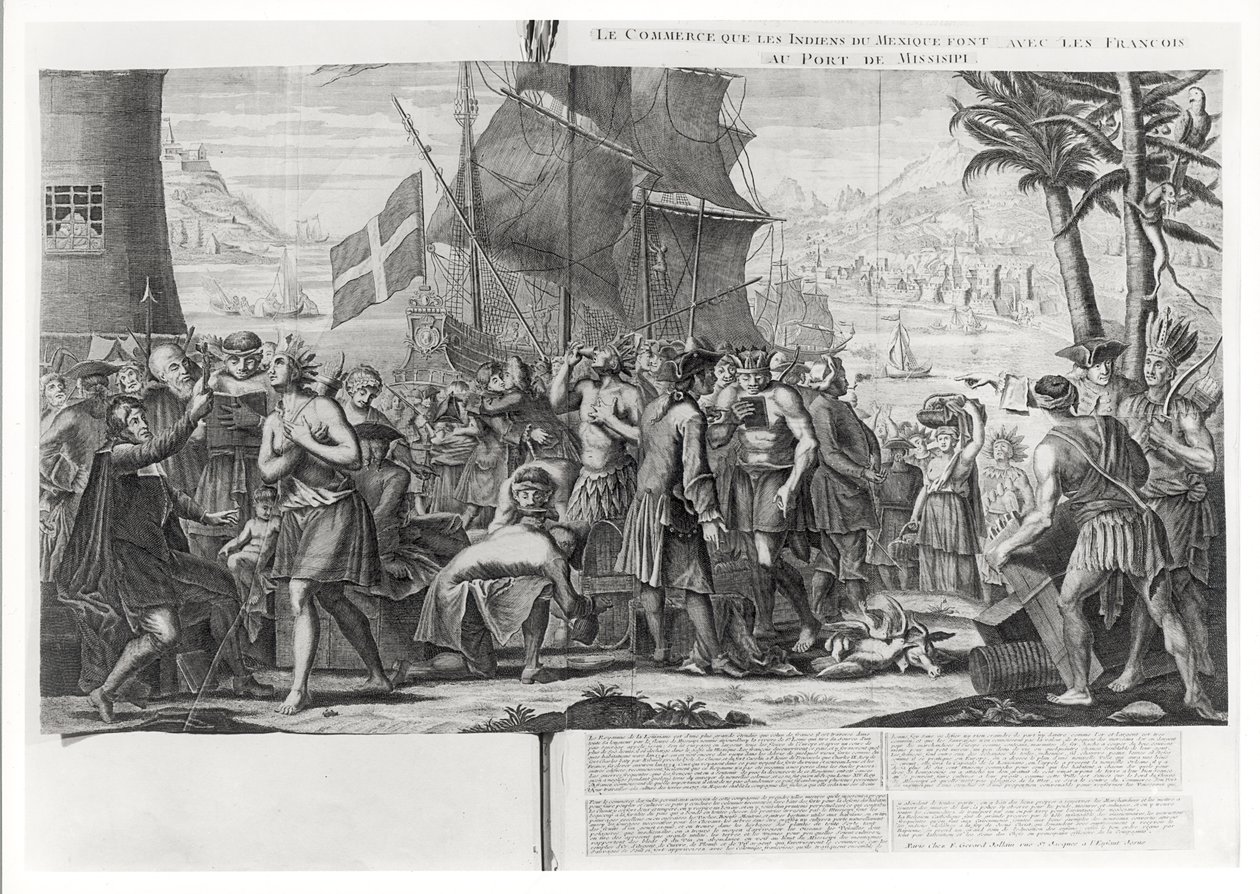 Comercio entre los indios mexicanos y los franceses en el puerto de Mississippi de French School