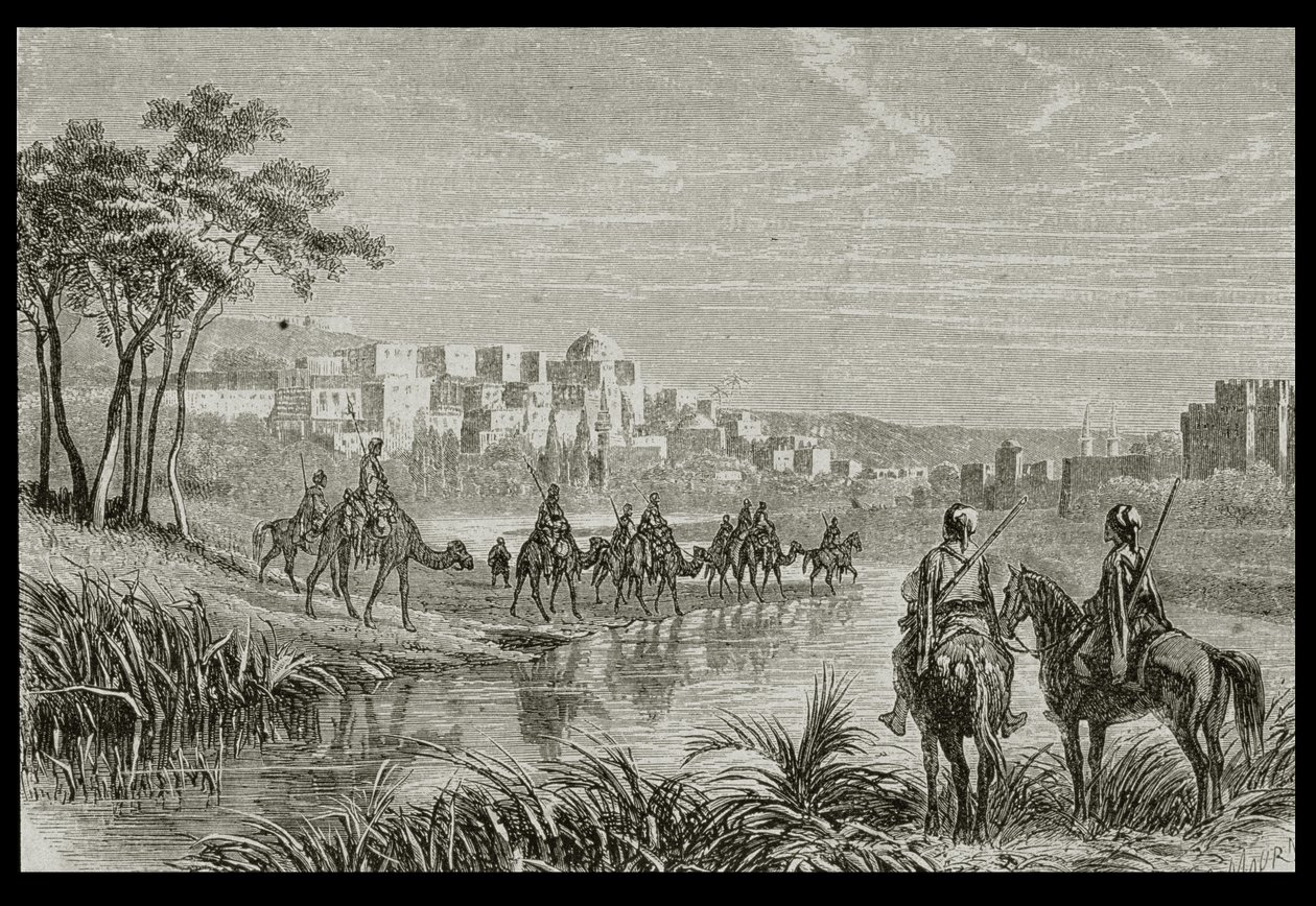 Trípoli en la década de 1860, grabado por Charles Maurand de French School