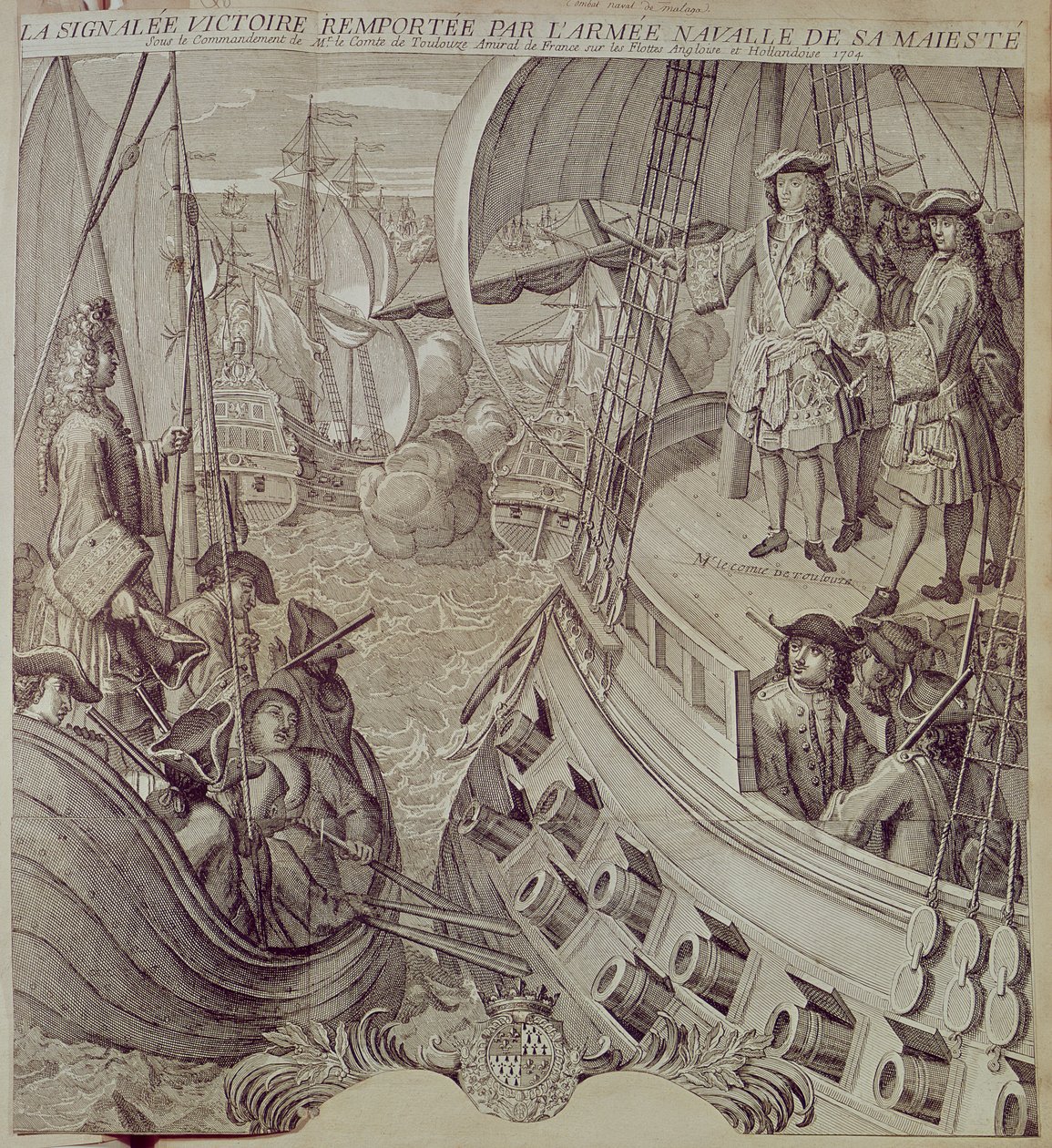Victoria de la Armada de Luis XIV (1638-1715) contra la flota inglesa y holandesa en 1704 de French School