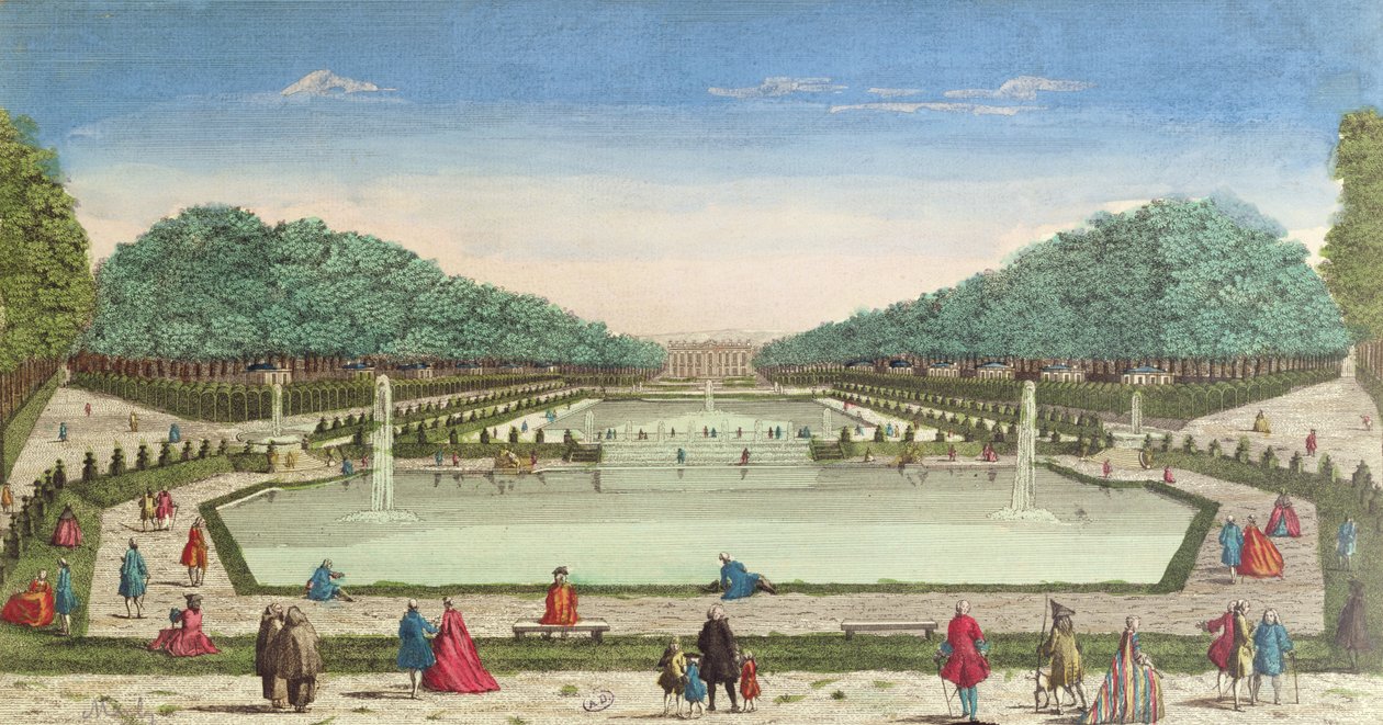 Vista de los jardines y el castillo de Marly de French School