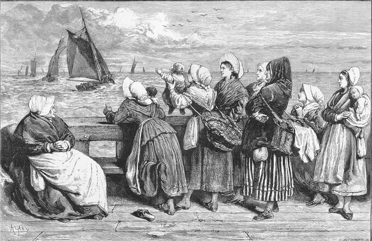Esperando los Barcos, dibujado cerca de Boulogne, publicado en 