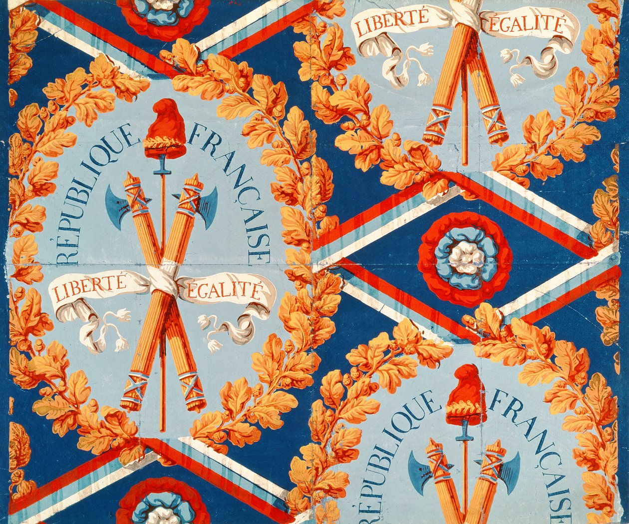 Papel tapiz con símbolos de la Revolución Francesa, 30 de junio de 1793 de French School