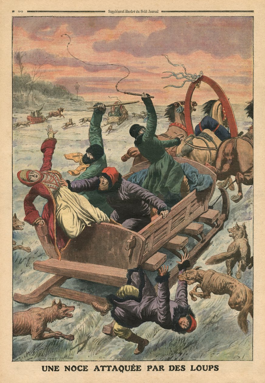 Fiesta de Boda atacada por lobos, ilustración de 