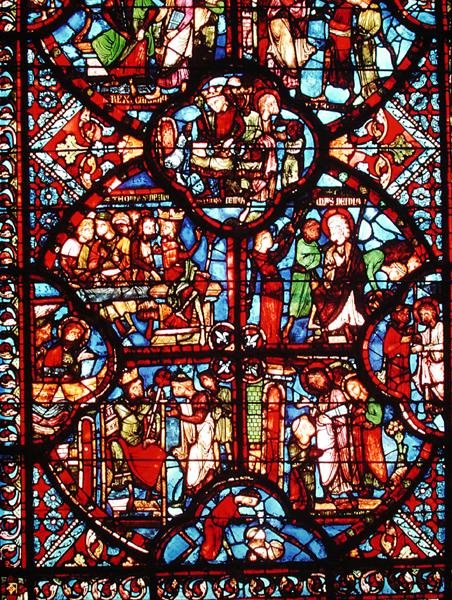 Ventana que representa escenas de la vida de San Tomás, del ábside (detalle) de French School