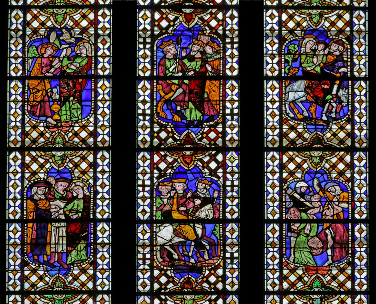 Vidriera que representa la Infancia de Cristo: Seis Escenas, siglos XIV-XIX de French School