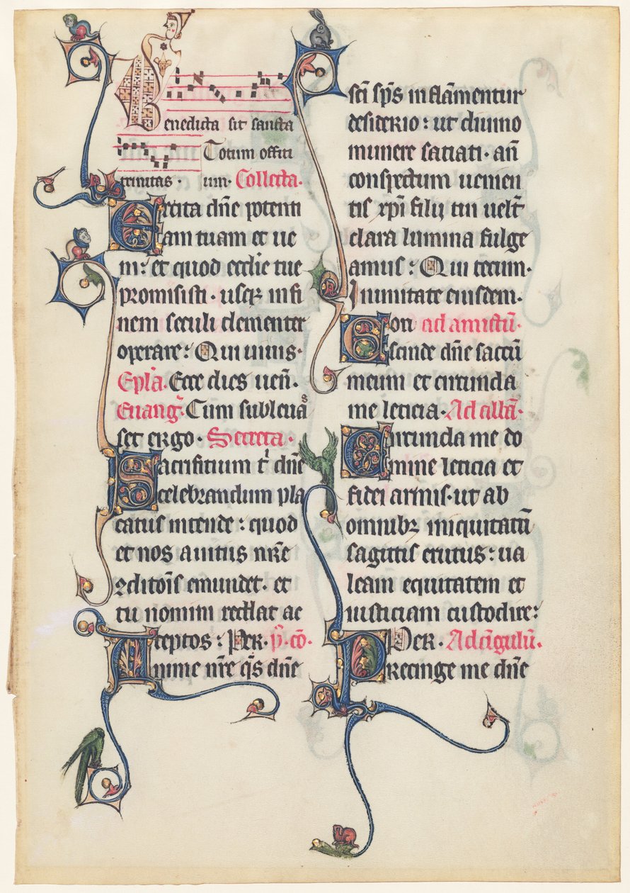 Hoja de manuscrito del Misal de Beauvais de French 13th Century