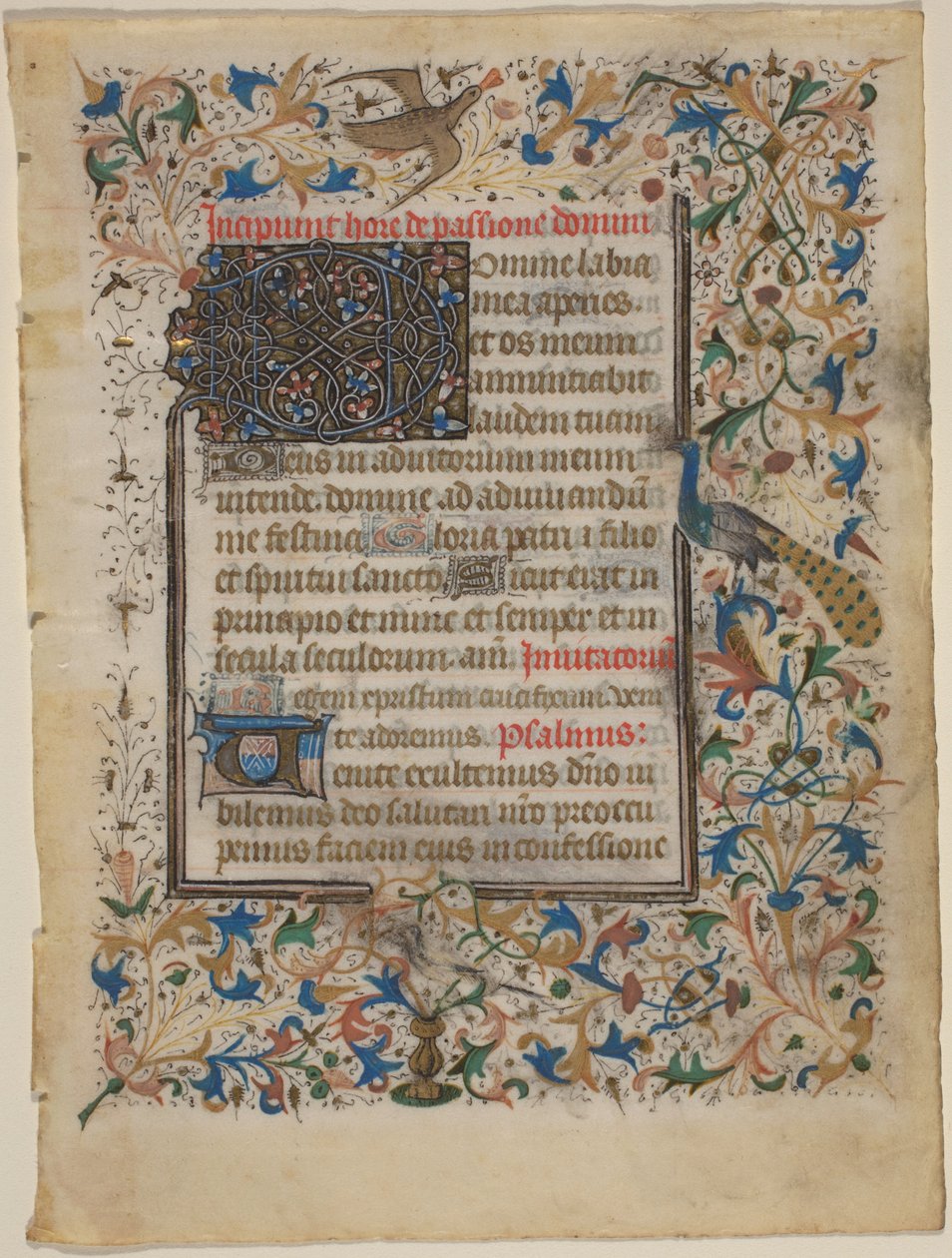 Hoja de Manuscrito de un Libro de Horas (incip. Passionis) de French 14th Century