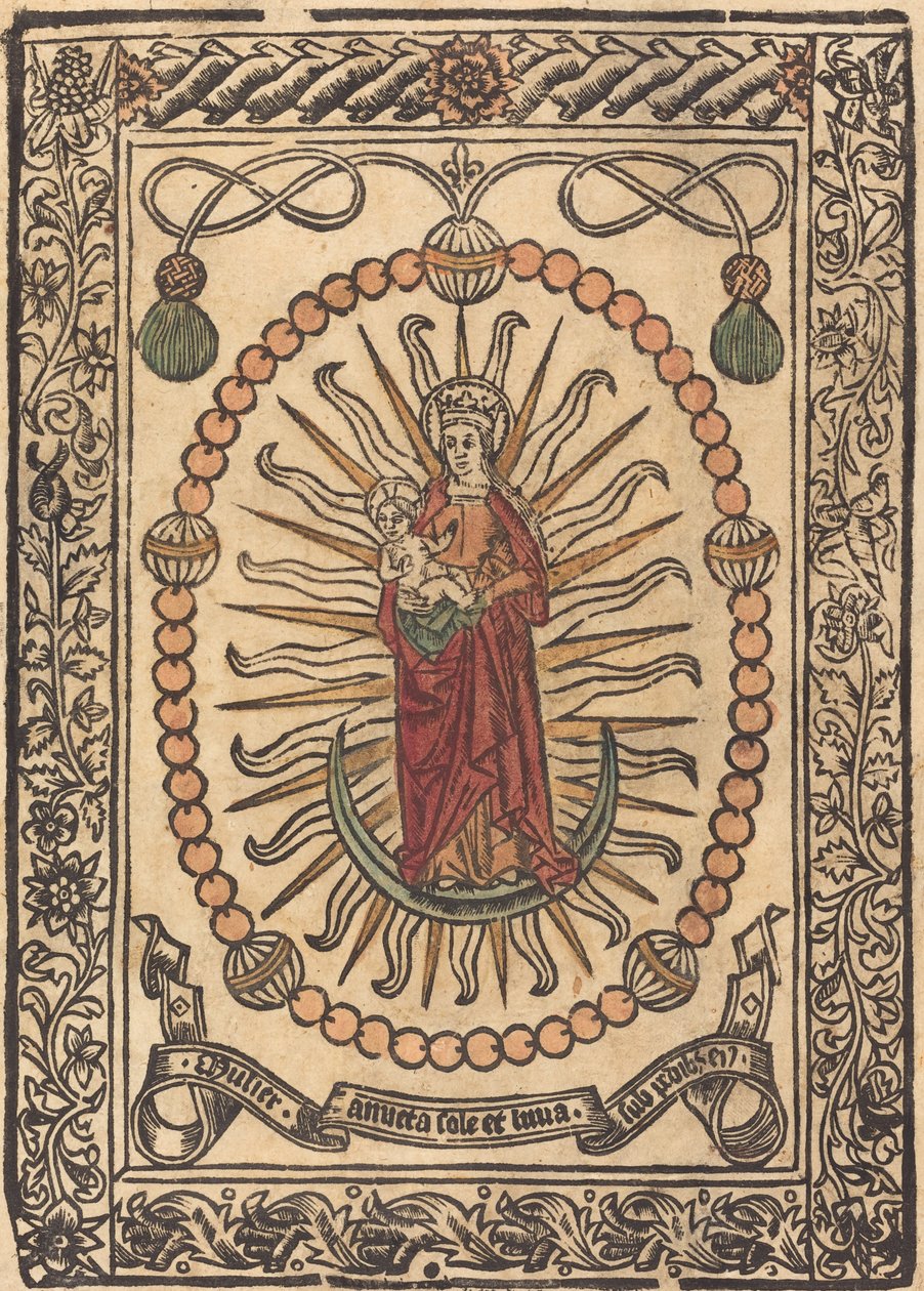 La Madonna y el Niño en un Rosario de French 15th Century