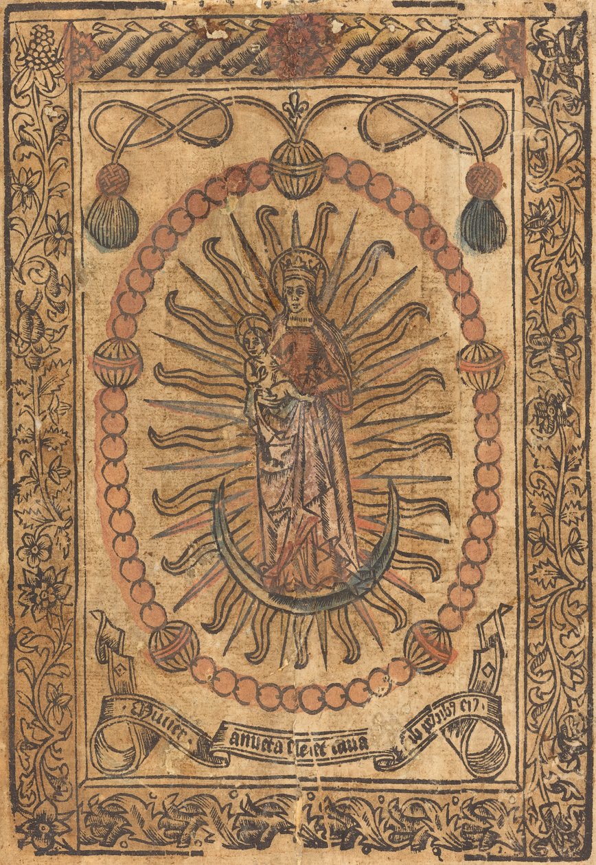La Madonna y el Niño en un Rosario de French 15th Century