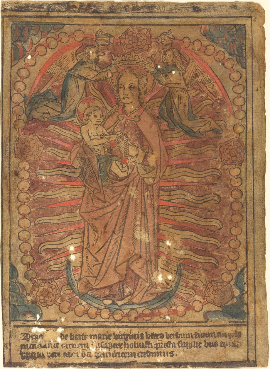 La Madonna y el Niño en un Rosario de French 15th Century
