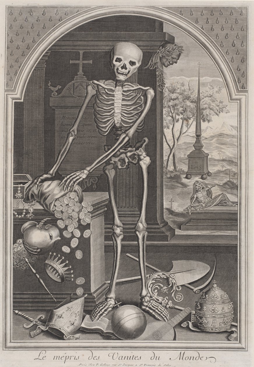 La muerte con vanidades mundanas de French 18th Century