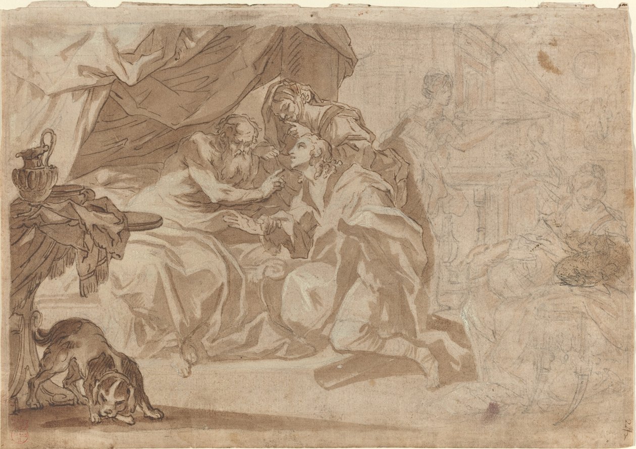 Jacob y Rebeca ante Isaac (recto) de French 18th Century
