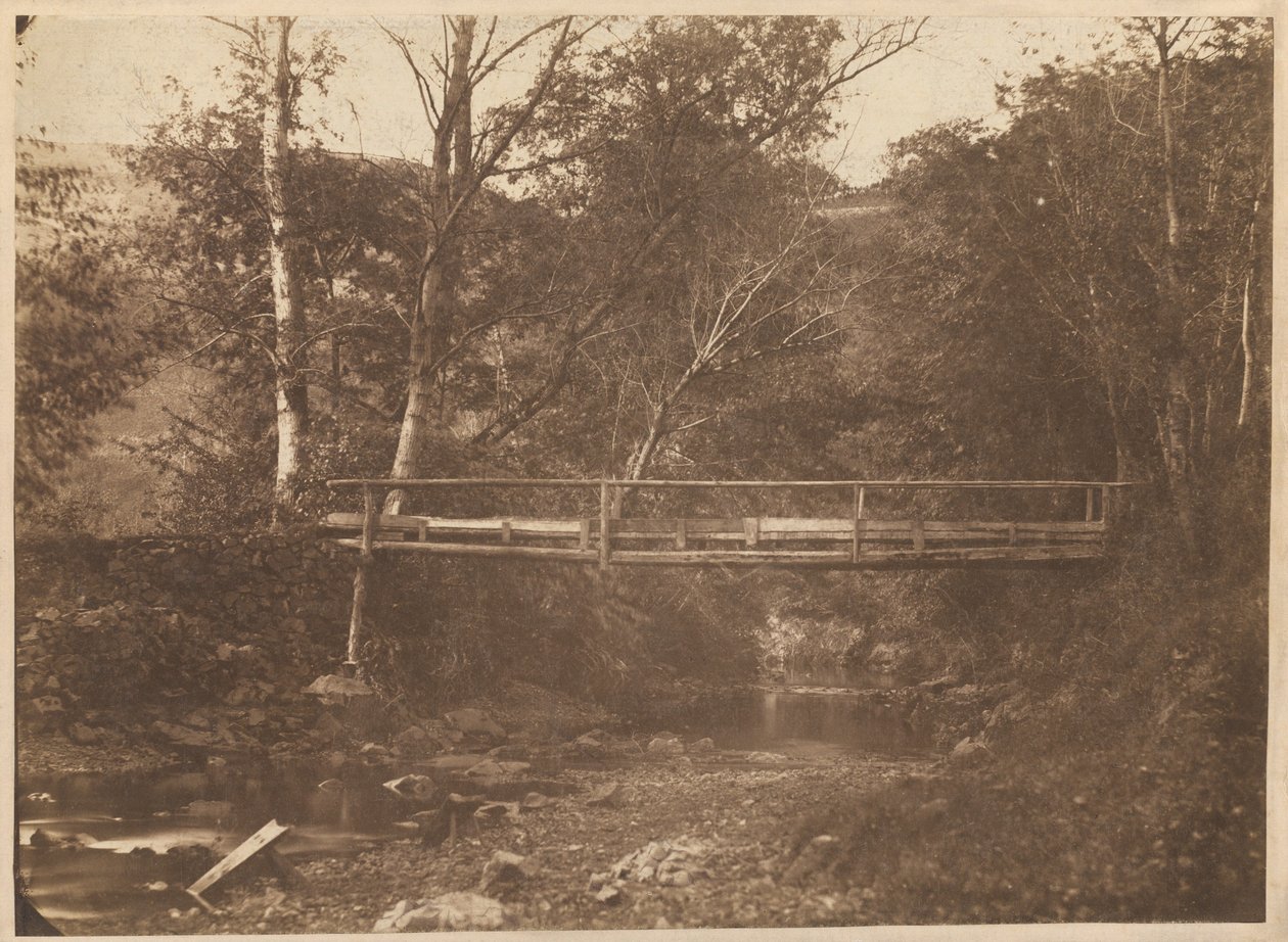 Paisaje con árboles y puente de French 19th Century