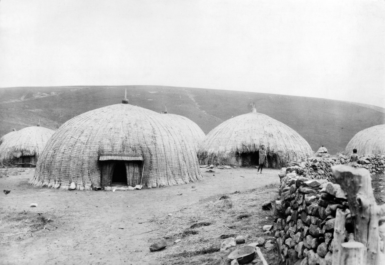 Cabañas Cafres, Sudáfrica, c.1914 de French Photographer