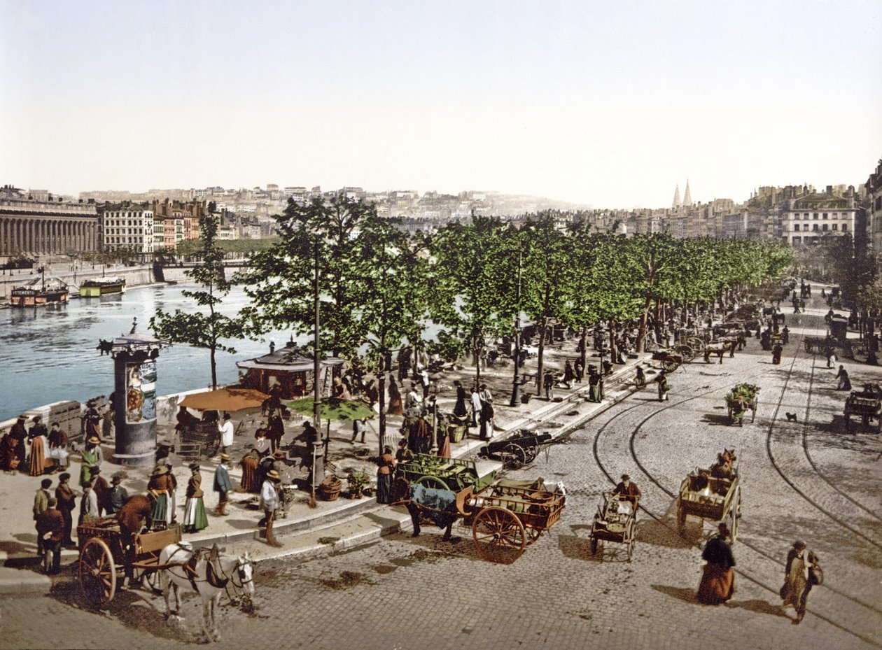 Marché Saint Antoine, muelle de los Celestinos, Lyon, c.1900 de French Photographer