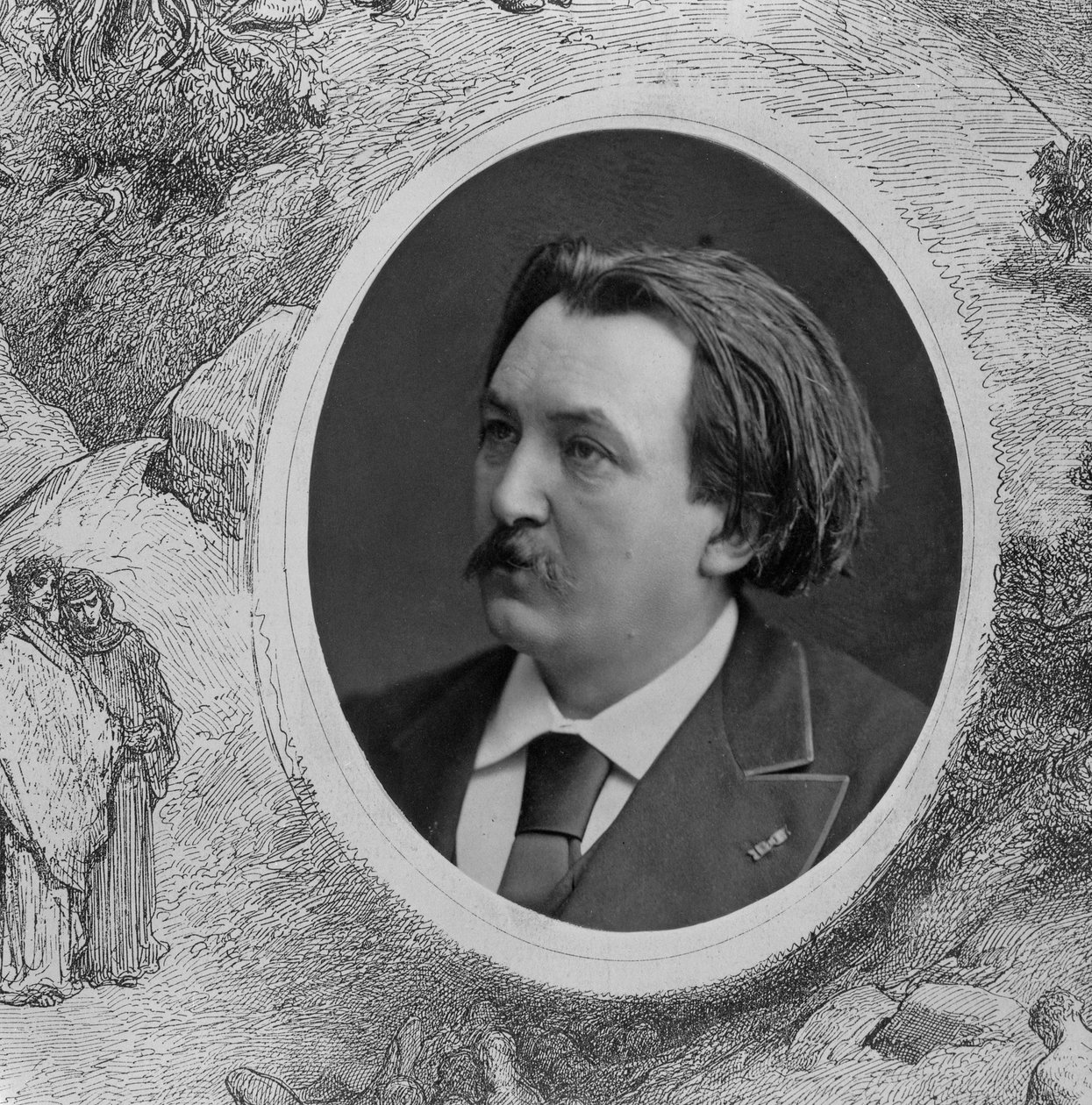 Retrato de Gustave Doré (1832-83) (foto b/n) (detalle) de French Photographer