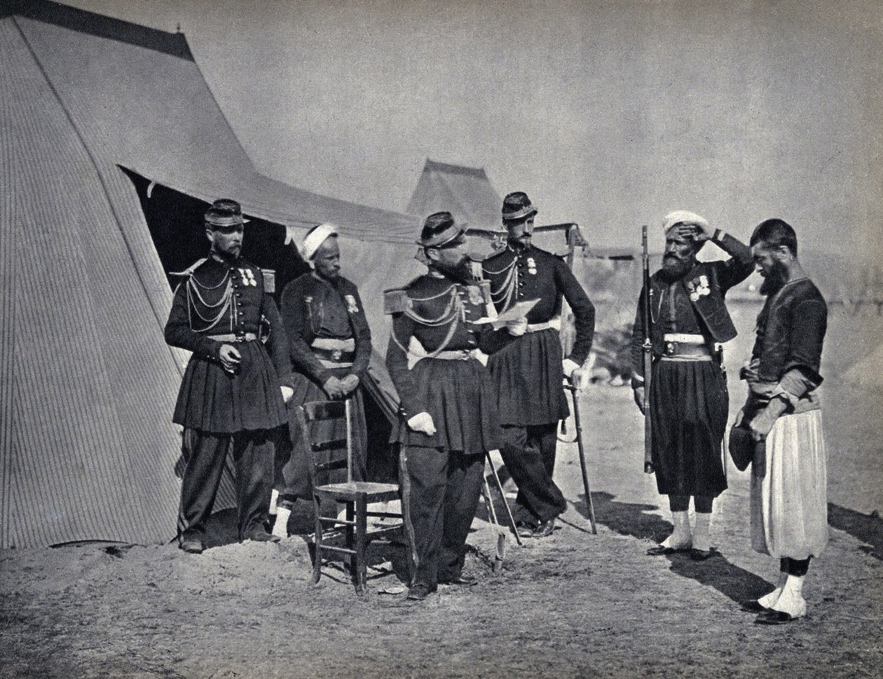 Castigo, soldados del ejército francés durante la campaña de Crimea en 1854. Fotografía, finales del siglo XIX. de French Photographer
