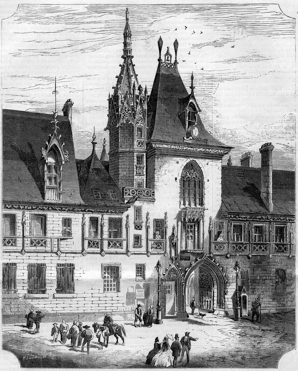 Arquitectura gótica del siglo XV: fachada del patio interior de la casa de Jacques Coeur (1395-1456), comerciante francés. Bourges, Cher (18). de French School