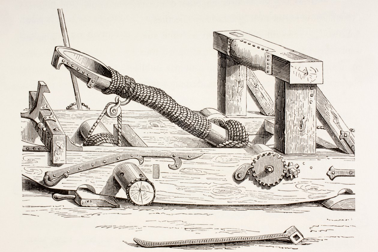 Mangonel del siglo XV, de Les Arts au Moyen Age, publicado en 1873 de French School