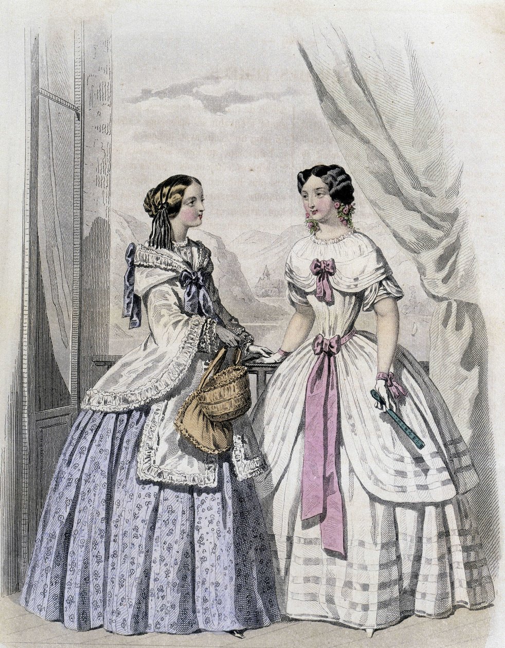 2 mujeres a la moda - en “Journal des Demoiselles” 1852 de French School