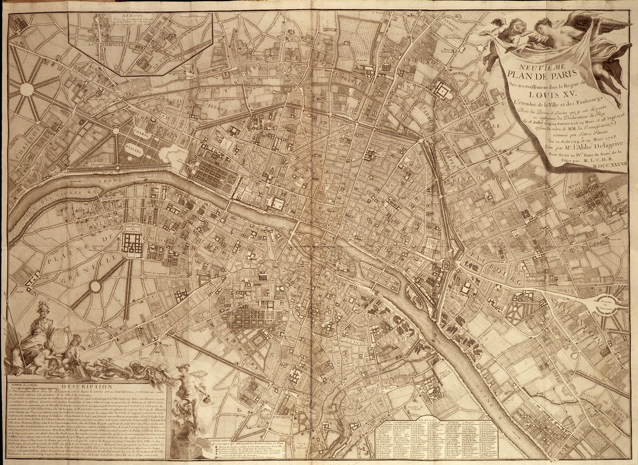 9º plano de París bajo Luis XV - en "Continuation du traite de la police". de French School