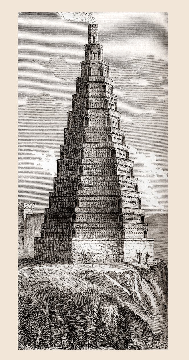 Una representación del siglo XIX de La Torre del Orden, destruida en 1644, Boulogne-sur-Mer, Francia, de 