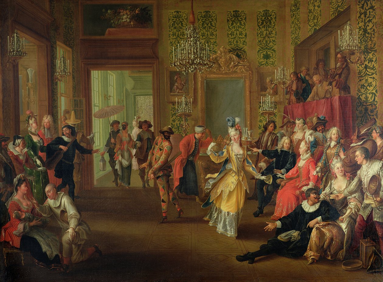 Un Baile de Máscaras durante el Carnaval, c.1710 de French School