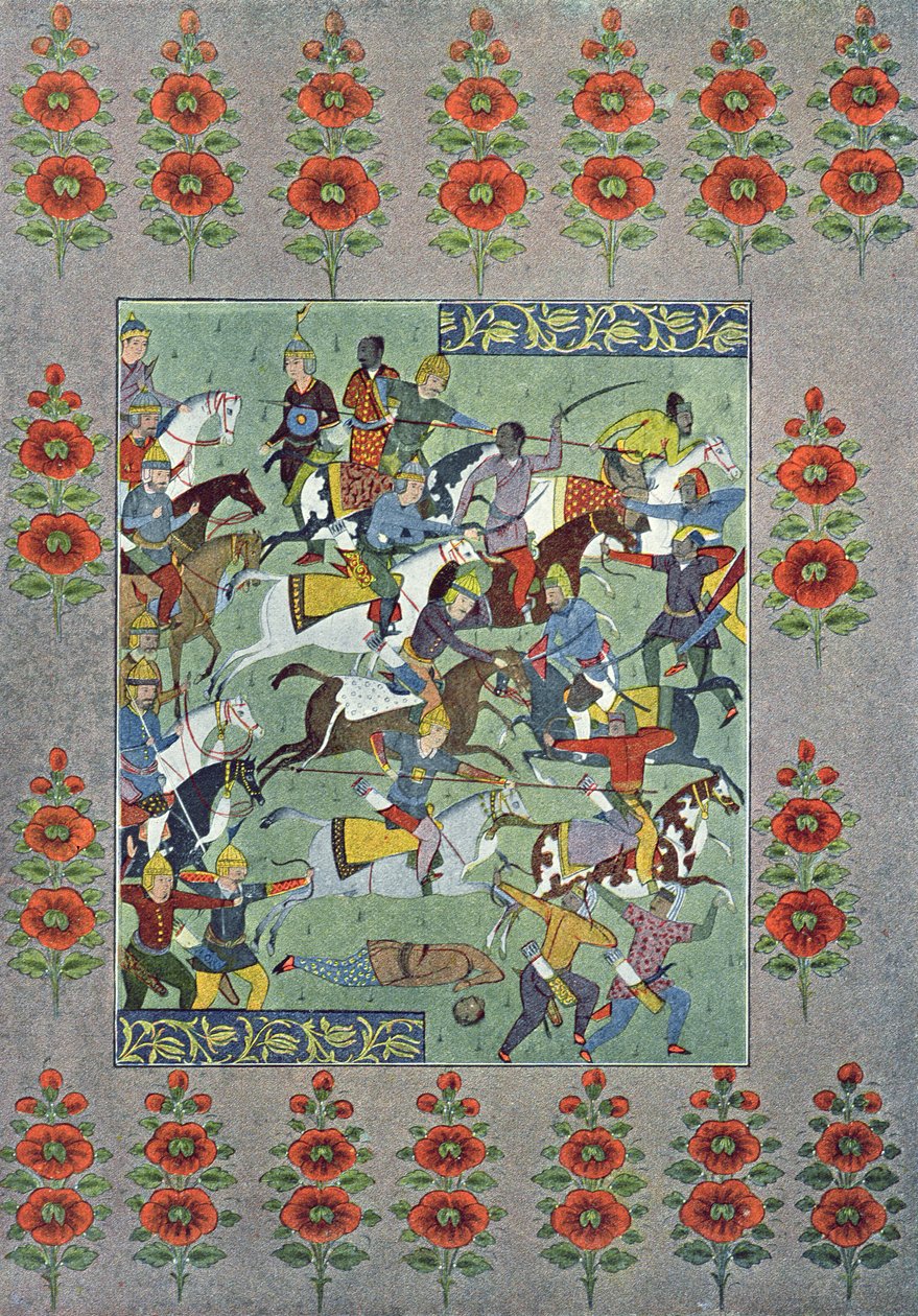 Una Batalla, ilustración de Las Mil y Una Noches, 1895 de French School