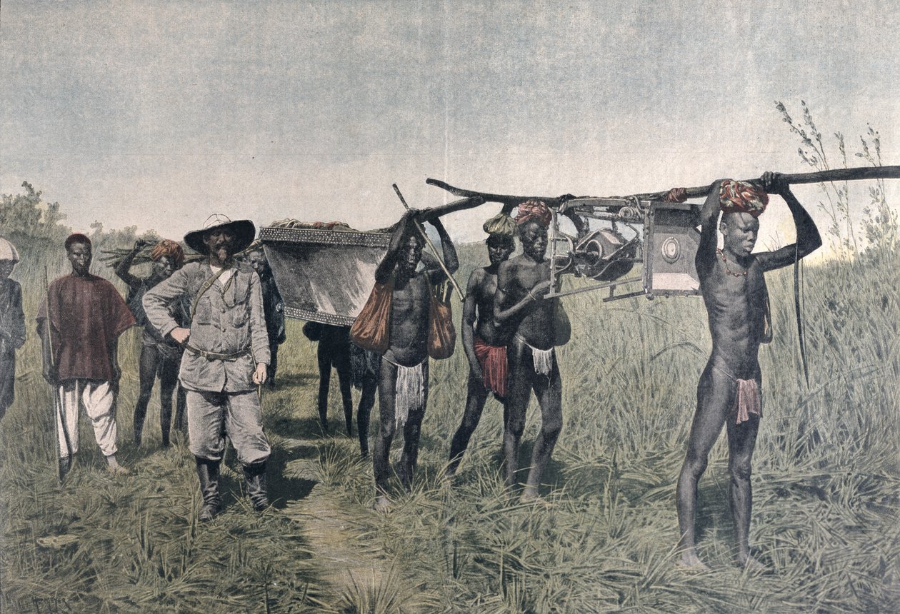 Un convoy en la misión Marchand en 1898, de Le Petit Journal, 1899 de French School