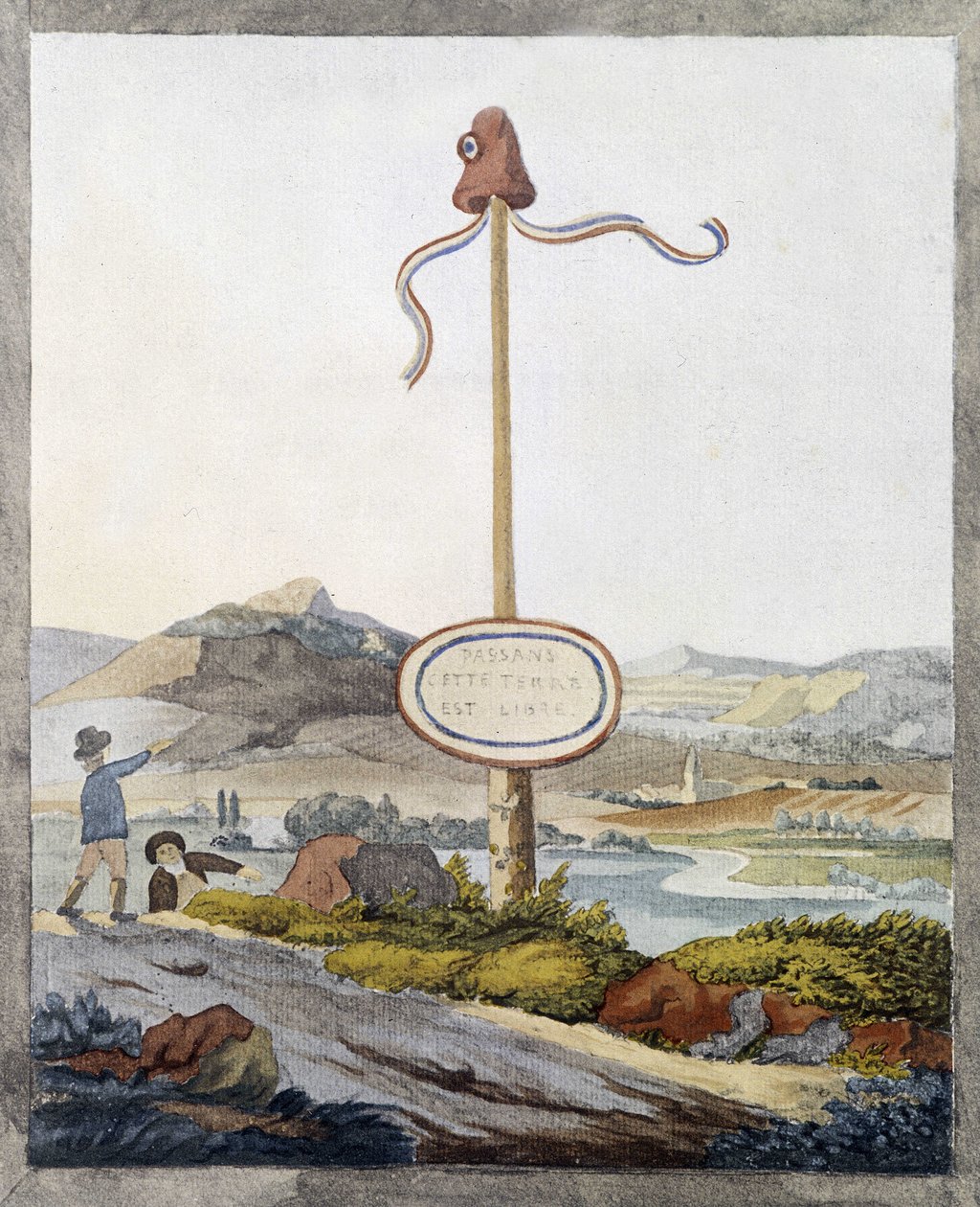 Una frontera francesa en la época de la revolución de 1789: "Pasajeros, esta tierra es libre" de French School