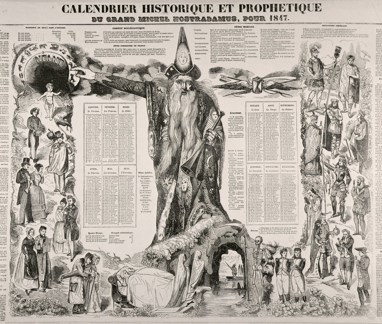 Calendario Histórico y Profético de Michel Nostradame (Nostradamus) (1503-66) 1847 de French School