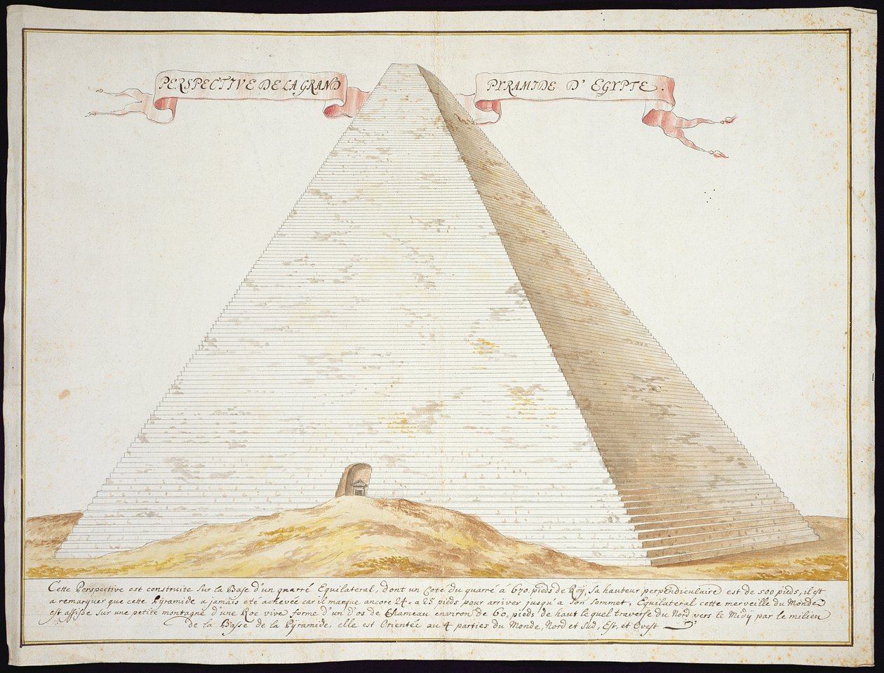 Vista en perspectiva de una pirámide en Egipto, c.1700 de French School