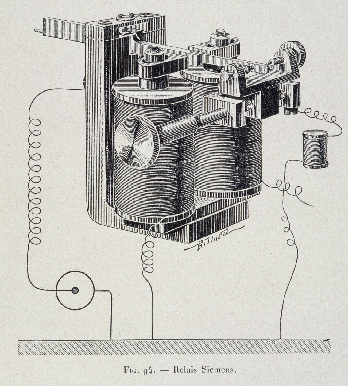 Un relé de Siemens - en “A través de la electricidad” por G. Davy de French School