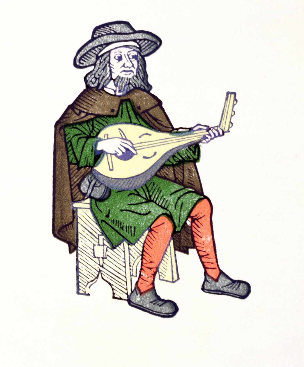 Un Trovador tocando laúd, del chantefable Aucassin et Nicolette, principios del siglo XIII de French School