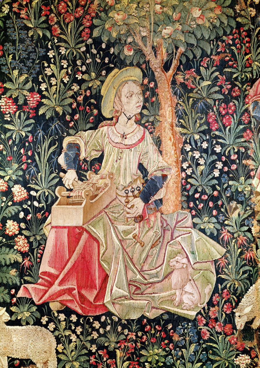 Una Mujer Hilando, (detalle) de French School