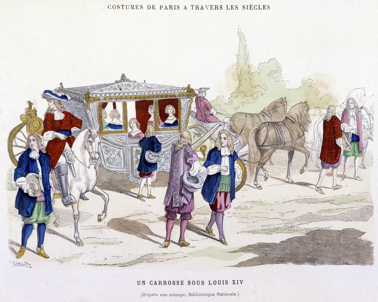 Carruaje bajo Luis XIV - en “París a través de los siglos” de H. Gourdon de Genouillac de French School