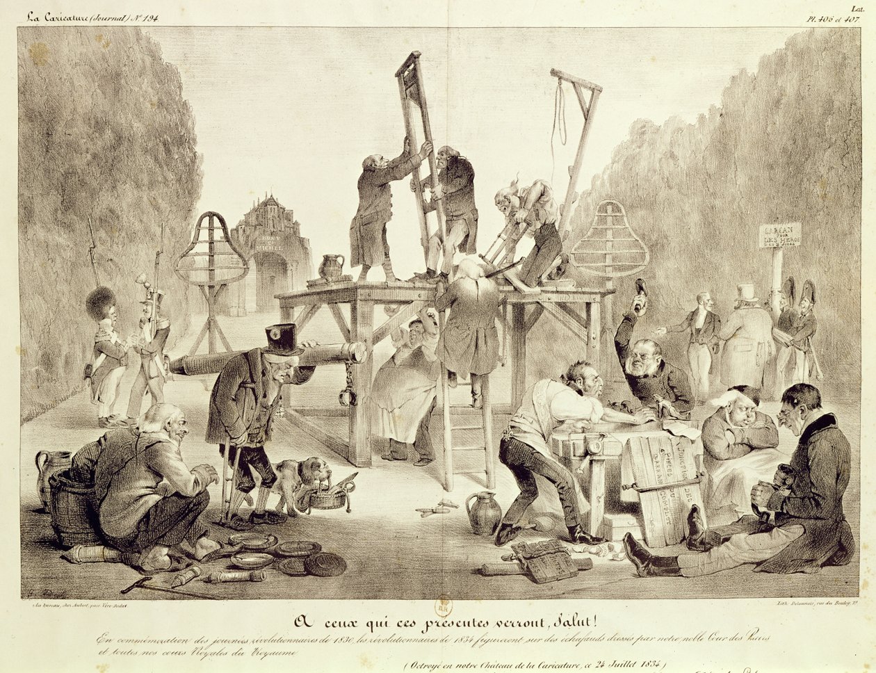 A ceux qui ses presentes verront, salut!, láminas 406 y 407, no.194, La Caricature, impreso por Delaunois de French School