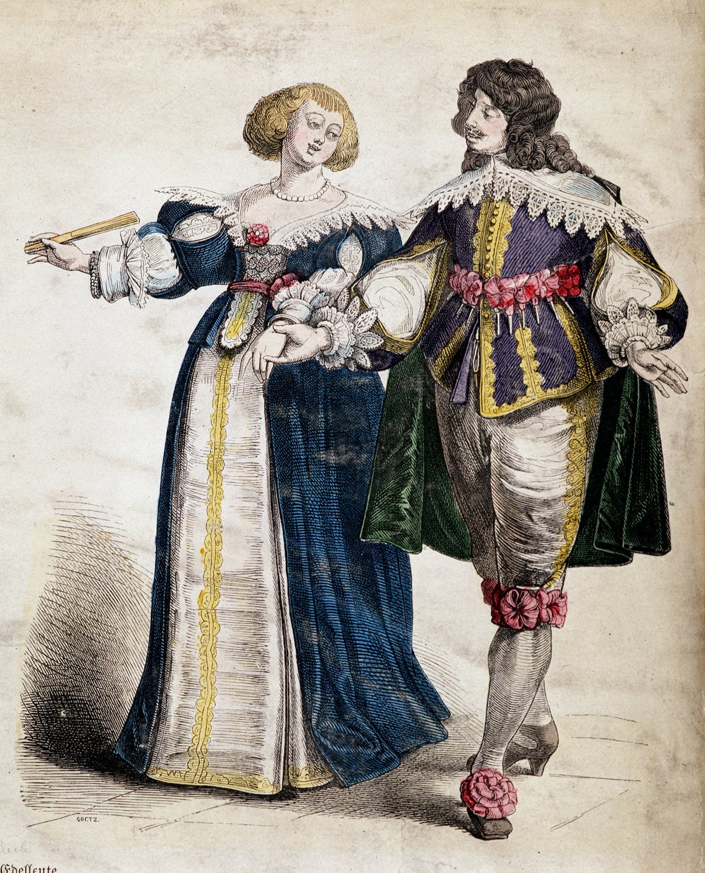 Una pareja de nobles, bajo Luis XIII de French School