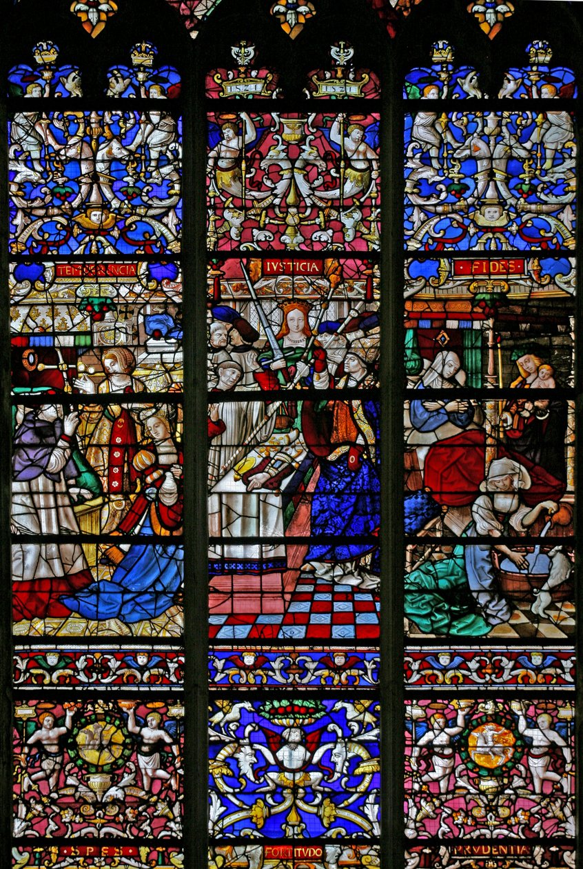 Un detalle de la ventana w30, la ventana panegírica a San Romain de French School