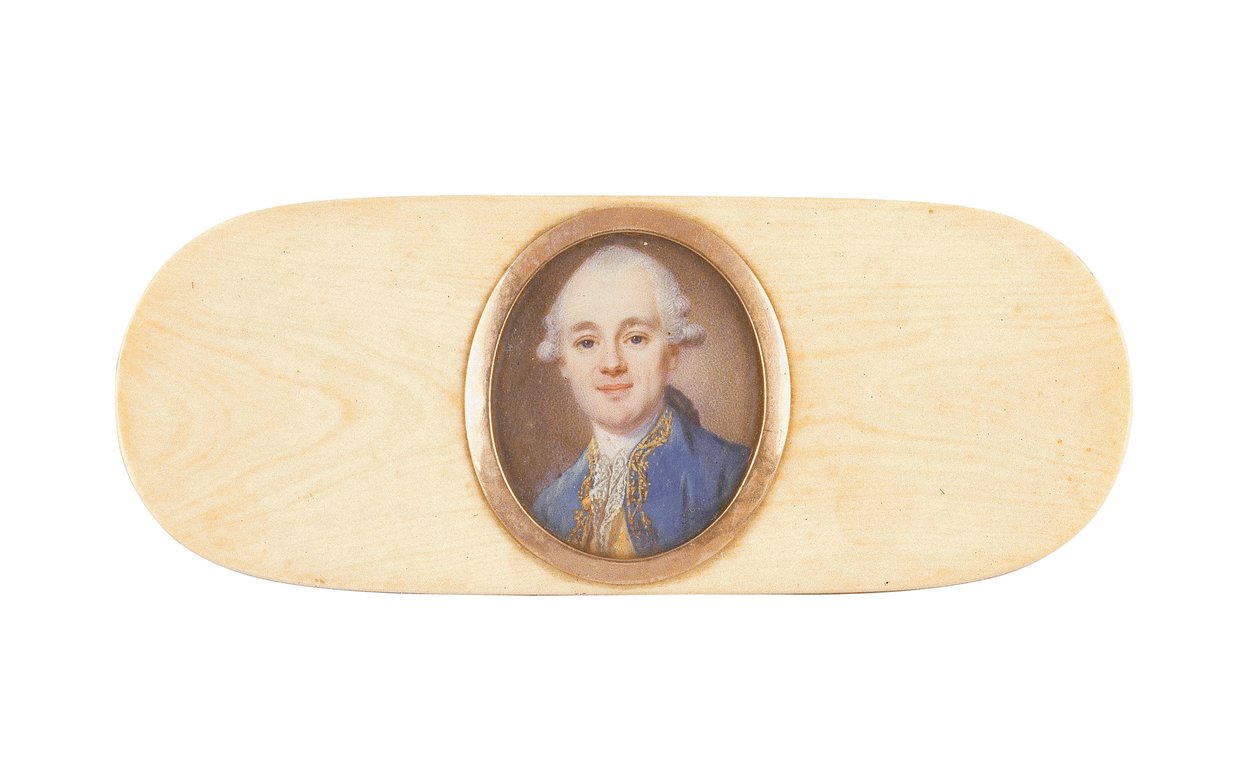 Un caballero, dicho ser Sir Robert Ainslie, Bt., incrustado en la tapa de una caja de French School