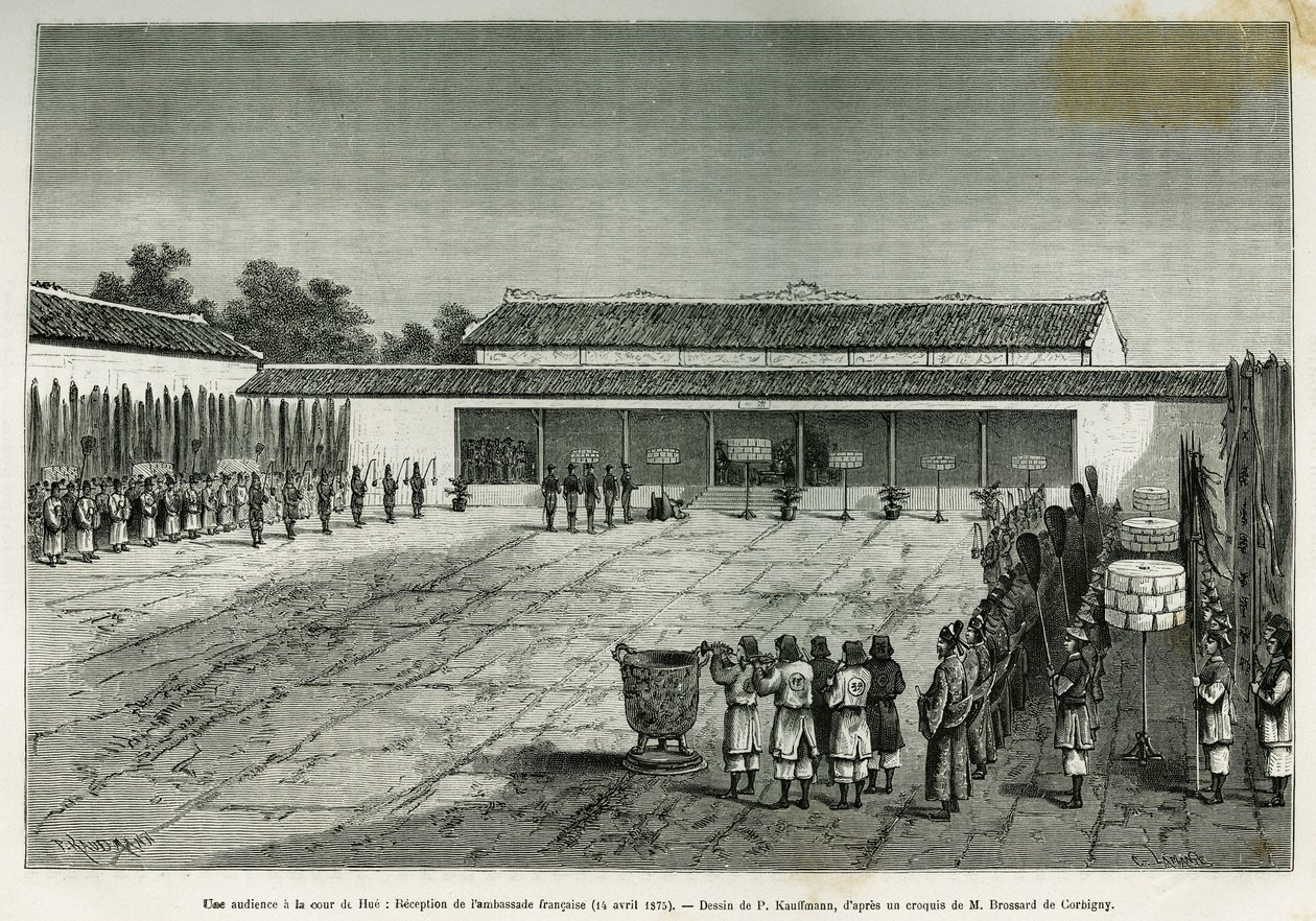 Una audiencia en la corte de Hue (Vietnam), recepción de la embajada francesa, 14 de abril de French School