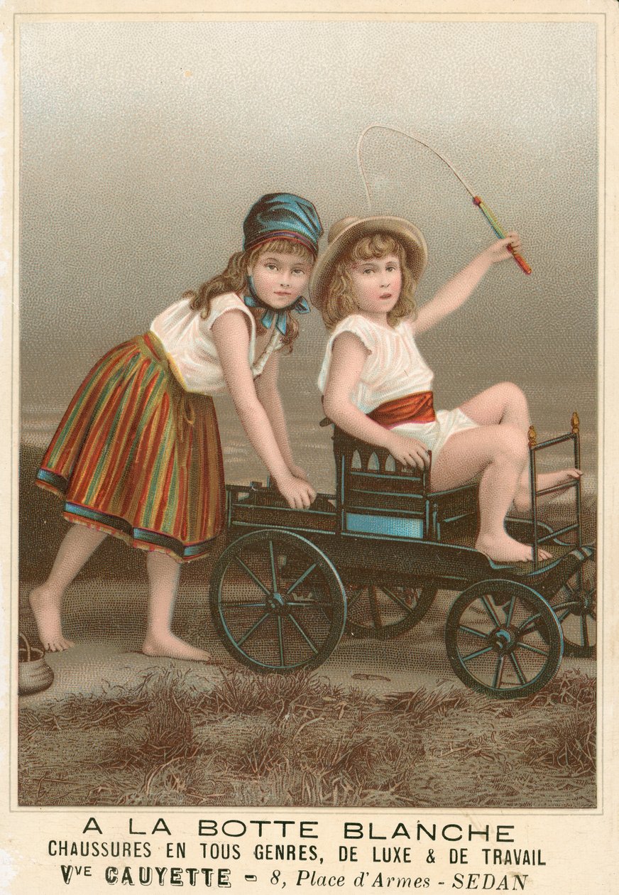A la Botte Blanche Anuncio francés de zapatos (cromolito) de French School