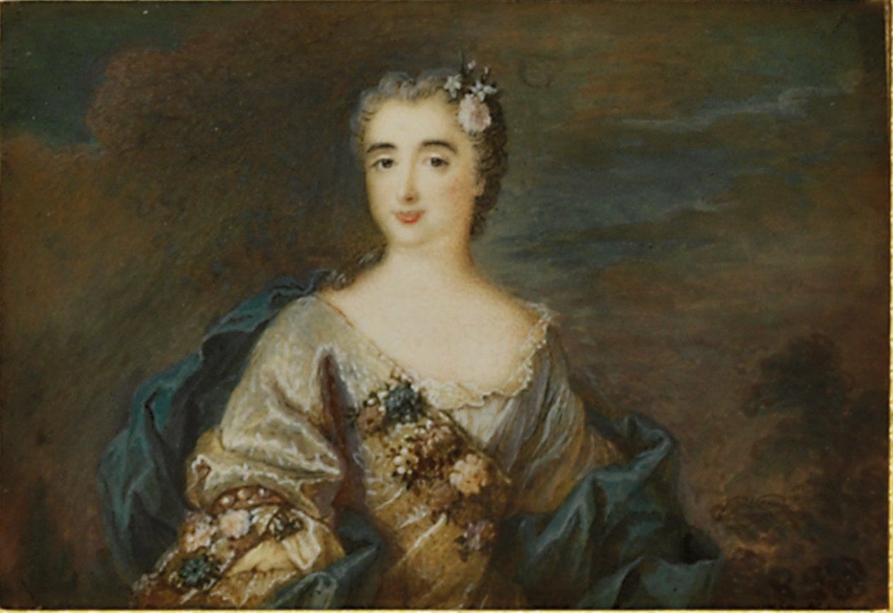 Una dama llamada Louise-Jeanne de Durfot, Duquesa de Mazarin y de la Meilleraye, c.1750 de French School