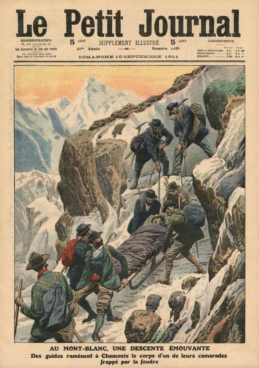 Un descenso en movimiento por el Mont Blanc, ilustración de 