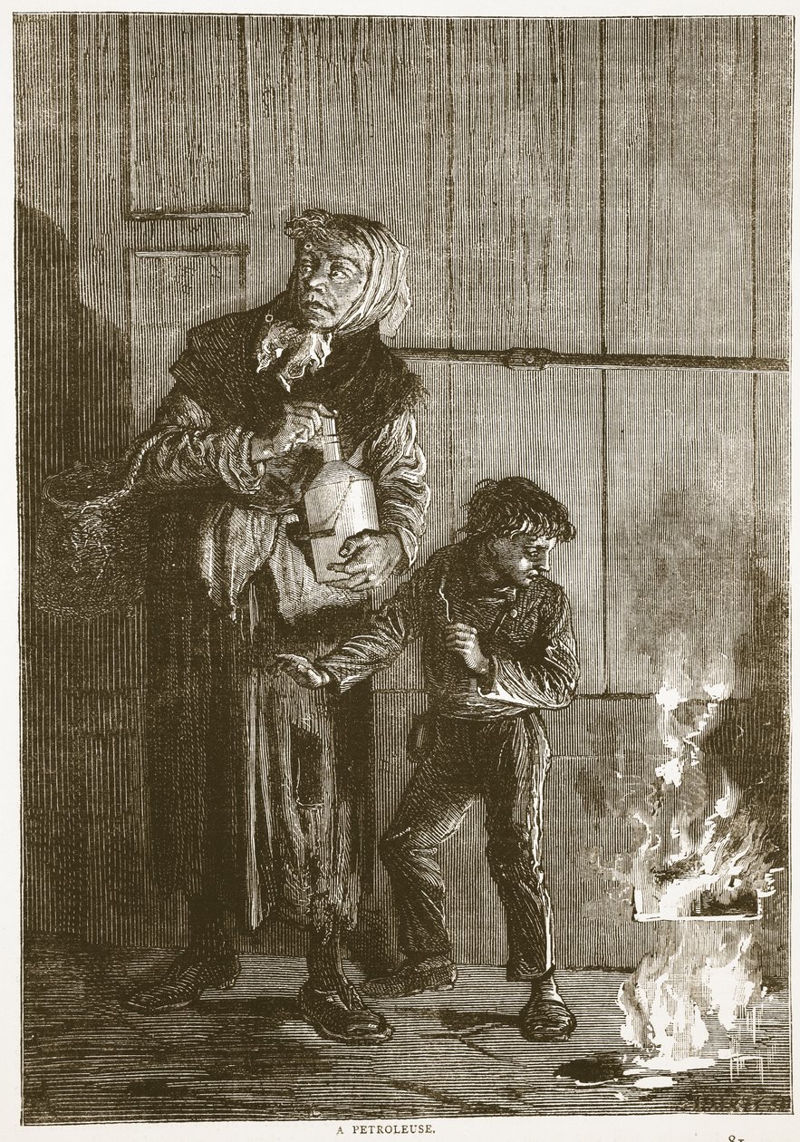 Una petroleuse, abril de 1871, ilustración de la Historia de la Guerra entre Francia y Alemania de Cassell, 1870-1871 de French School