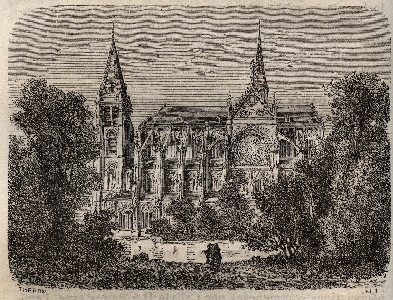 Abadía de Saint-Victor de París, fundada en el siglo XII - grabado en “Histoire de France” por Victor Duruy (1811-1894) - 1882 de French School