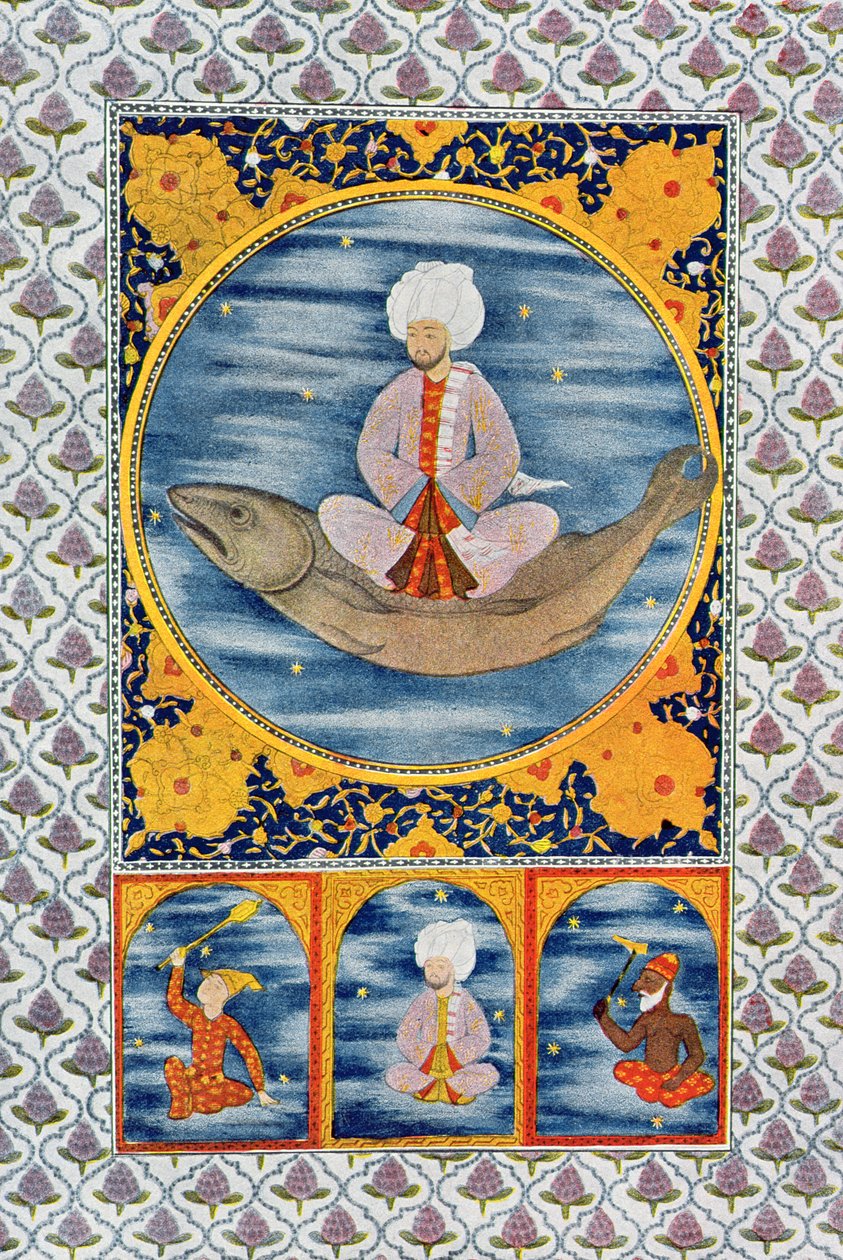 Abdallah del Mar, ilustración de Las Mil y Una Noches, 1895 (grabado en color) de French School